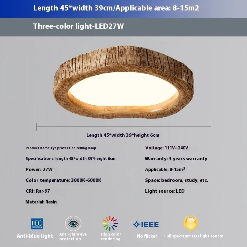 Round wood grain finish ceiling lamp with new Chinese style design
