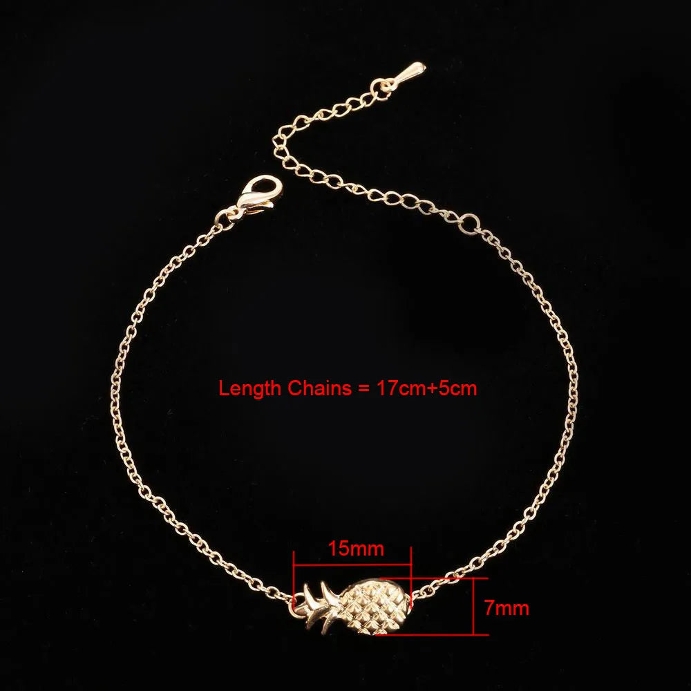 Women's alloy pineapple bracelet in simple style, shown in B178 gold and silver colour options.