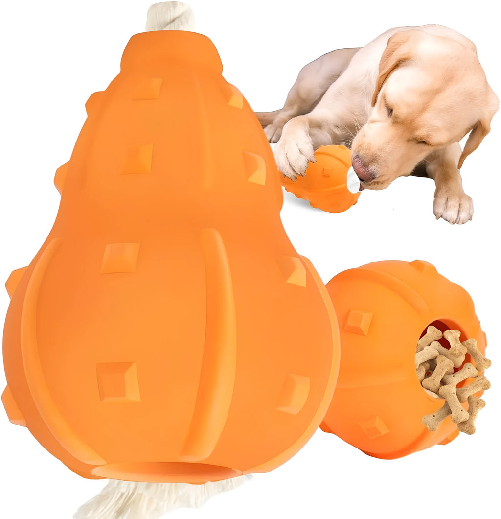 Natural rubber stuffable dog toy with treat dispensing hollow core for small medium breed dogs