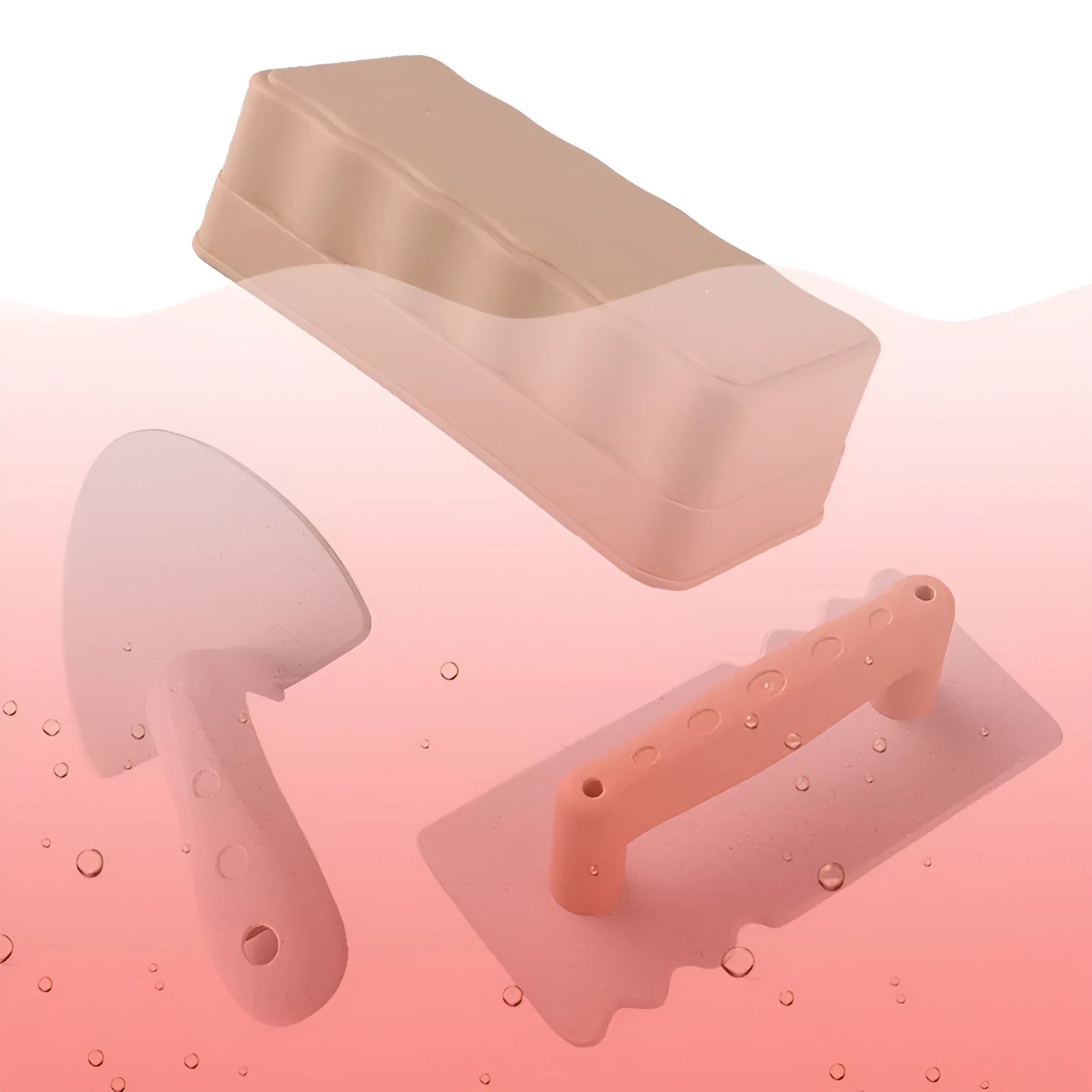 Wheat straw sand shovel brick toy in brown, 19 cm long, on sand with blurred background