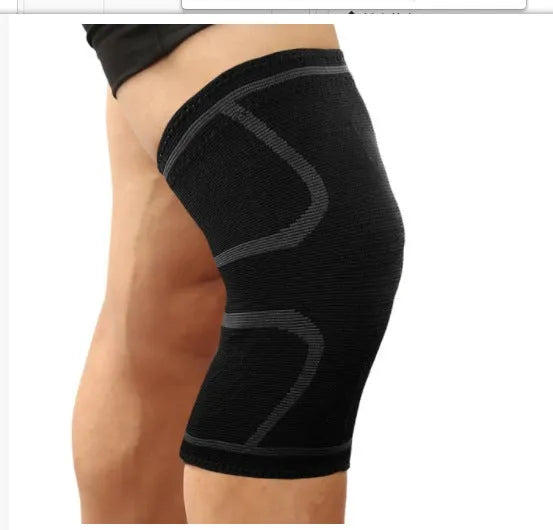 Black double corrugated non-slip stretch knee pad for sports protection.