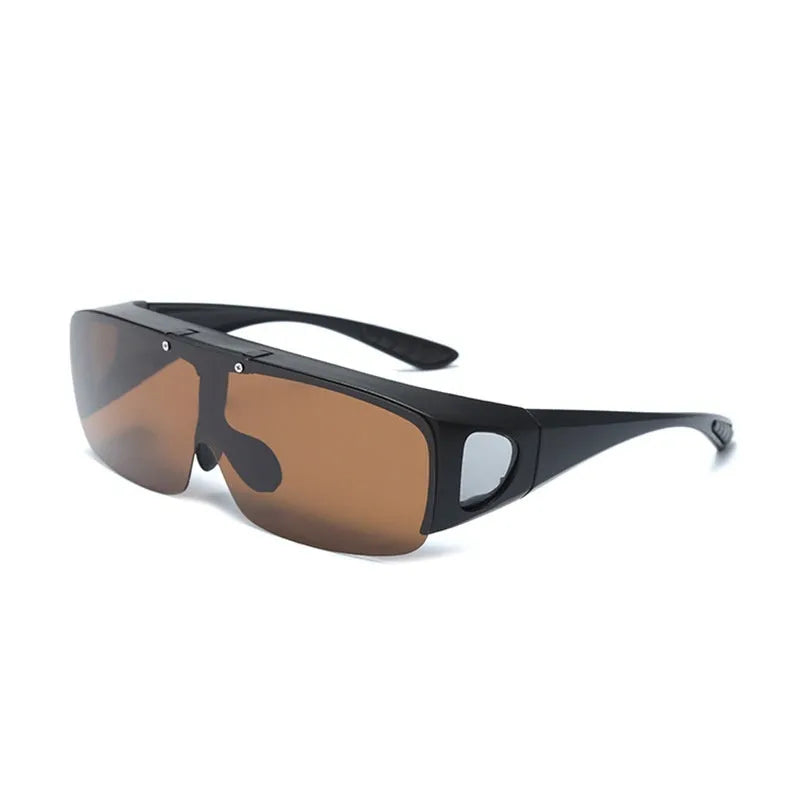 Polarised one-piece myopia sports sunglasses for cycling and outdoor use in various lens colours.