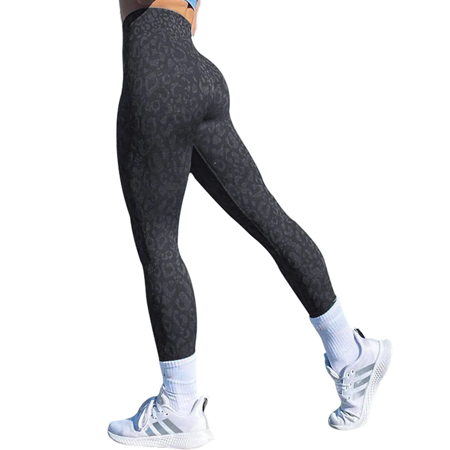 Women's push up booty leggings in leopard print and camouflage patterns for fitness activities
