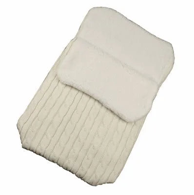 Envelope-style baby stroller sleeping bag in beige with lamb cashmere lining and cotton wool filling