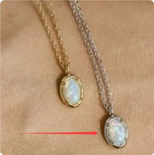 S925 sterling silver pendant necklace with geometric oval design and 14K gold plating