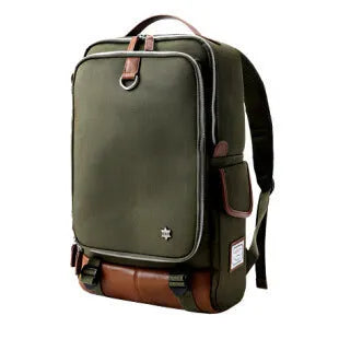 Men's modern Oxford cloth backpack in seven colour options showing dimensions of 30cm wide by 16cm thick by 46cm high