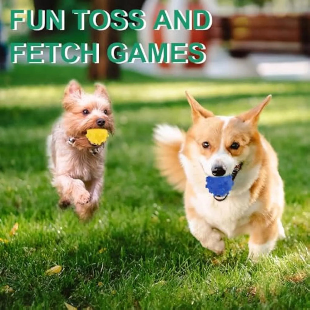 Bright coloured spiked dog toy balls with paw print dimples, 2 inches diameter