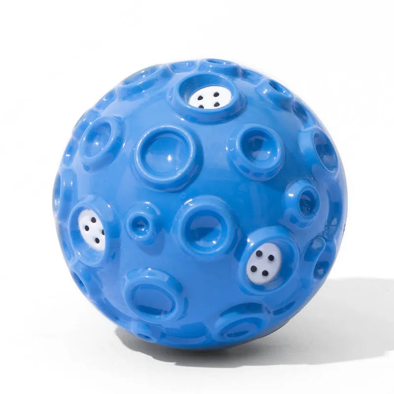 Durable natural rubber dog ball toy with magical squeaky sound for aggressive chewers in five colour options