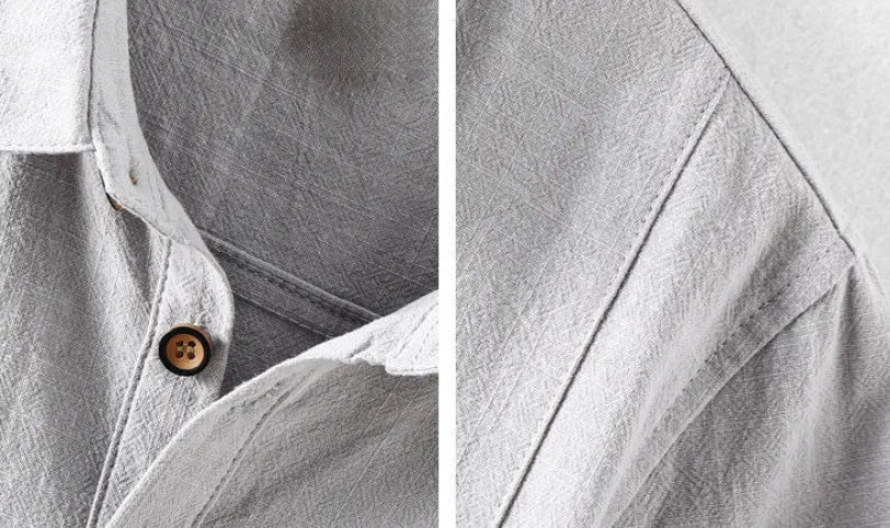 Men's loose fit linen blend casual shirt in a solid colour