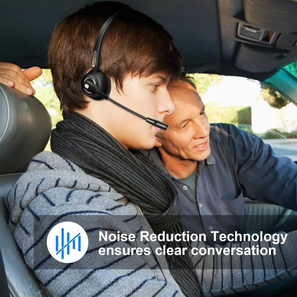 Single-ear Bluetooth headset with microphone for professional drivers and office use with noise cancelling