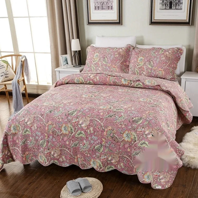 Double-sided pure cotton bedspread three-piece set with geometric pattern for 1.8m bed