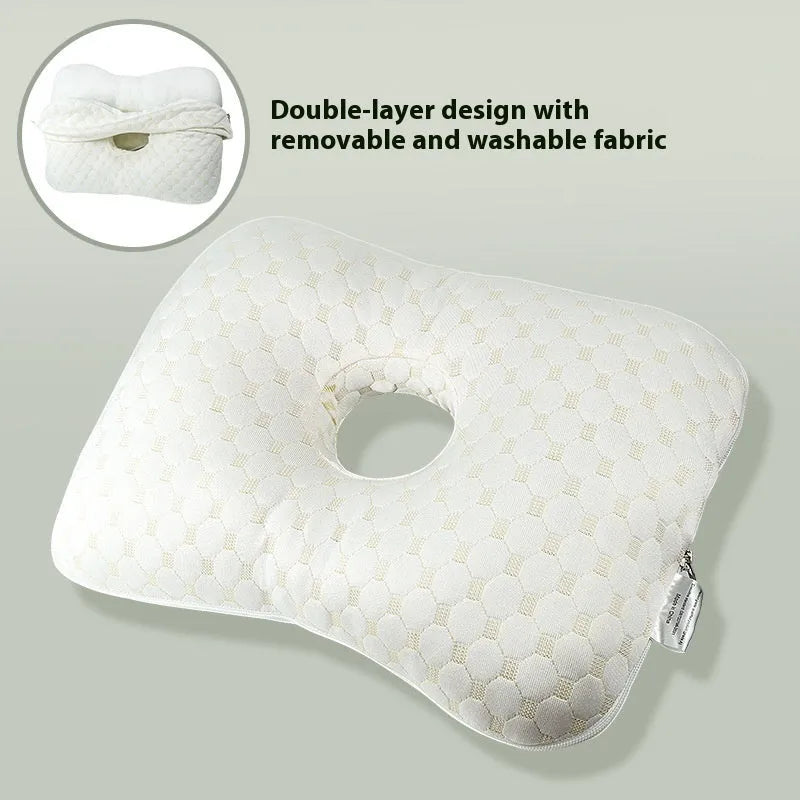 Beauty salon single hole ear pillow for adult facial treatments in 39x28x6cm size with detachable pillowcase