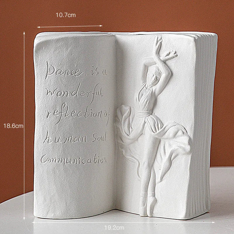 Ceramic book stand in modern simplicity style with glazed surface, design options include lover, dancer, beauty and beast, brush face
