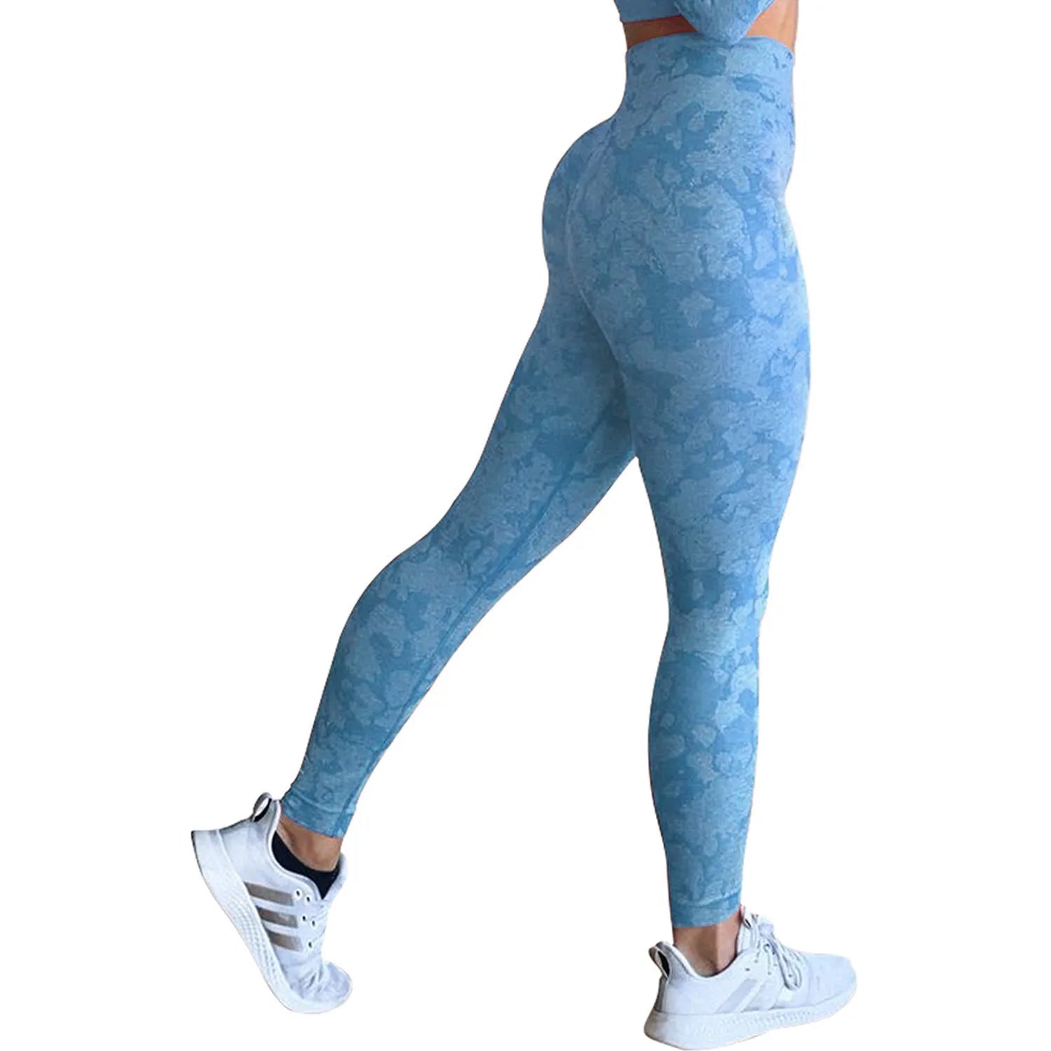 Women's push up booty leggings in leopard print and camouflage patterns for fitness activities