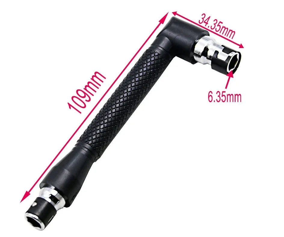 L rod double-headed socket wrench handle with a set of 10 steel drill bits laid out.