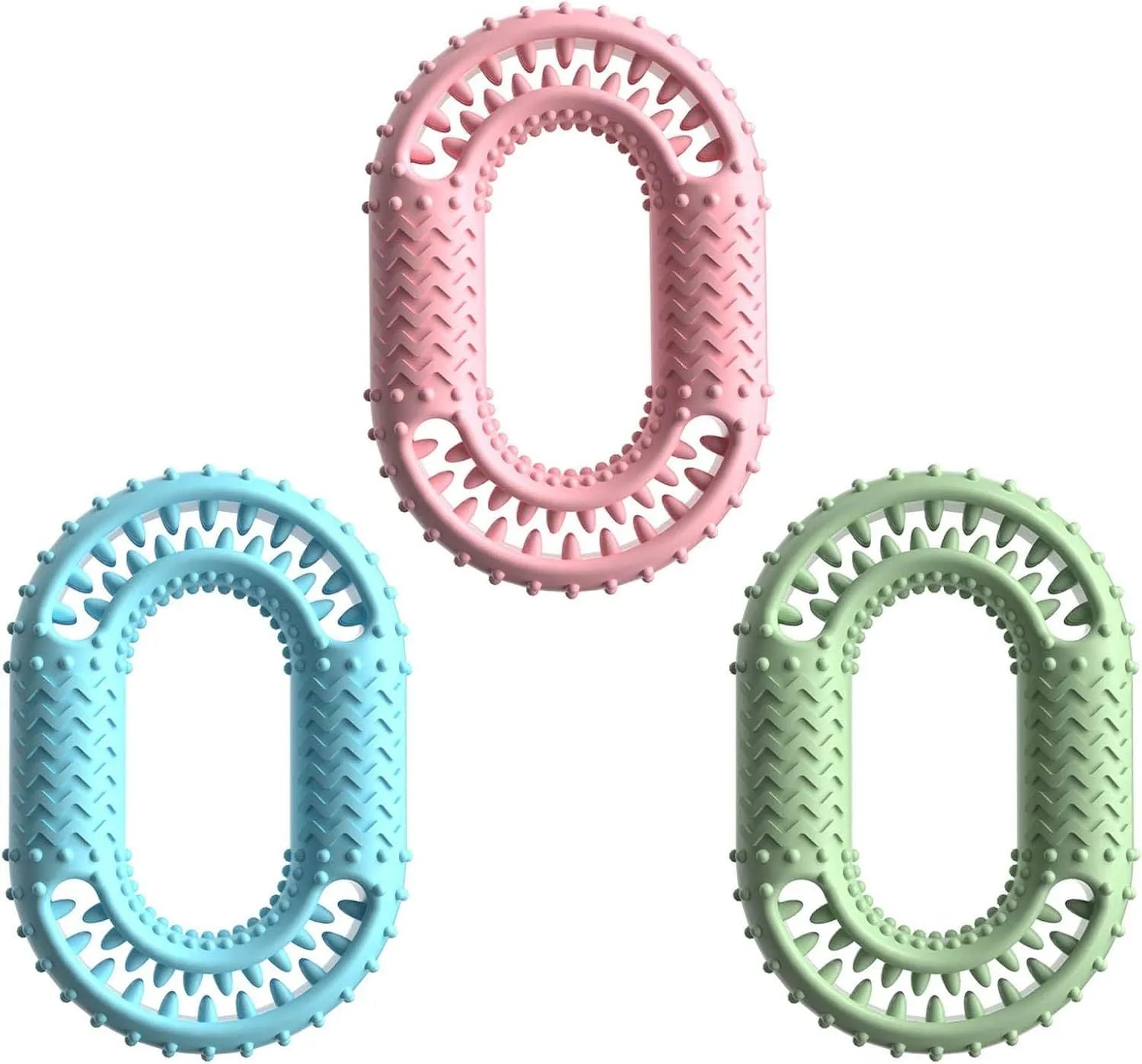Blue O-ring shaped dog chewing toy for aggressive chewers and dental health