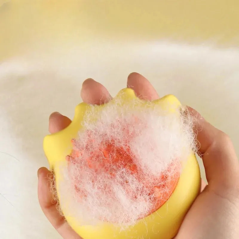Plastic pet bath brush with shampoo box for dogs and cats, blue orange yellow colour options