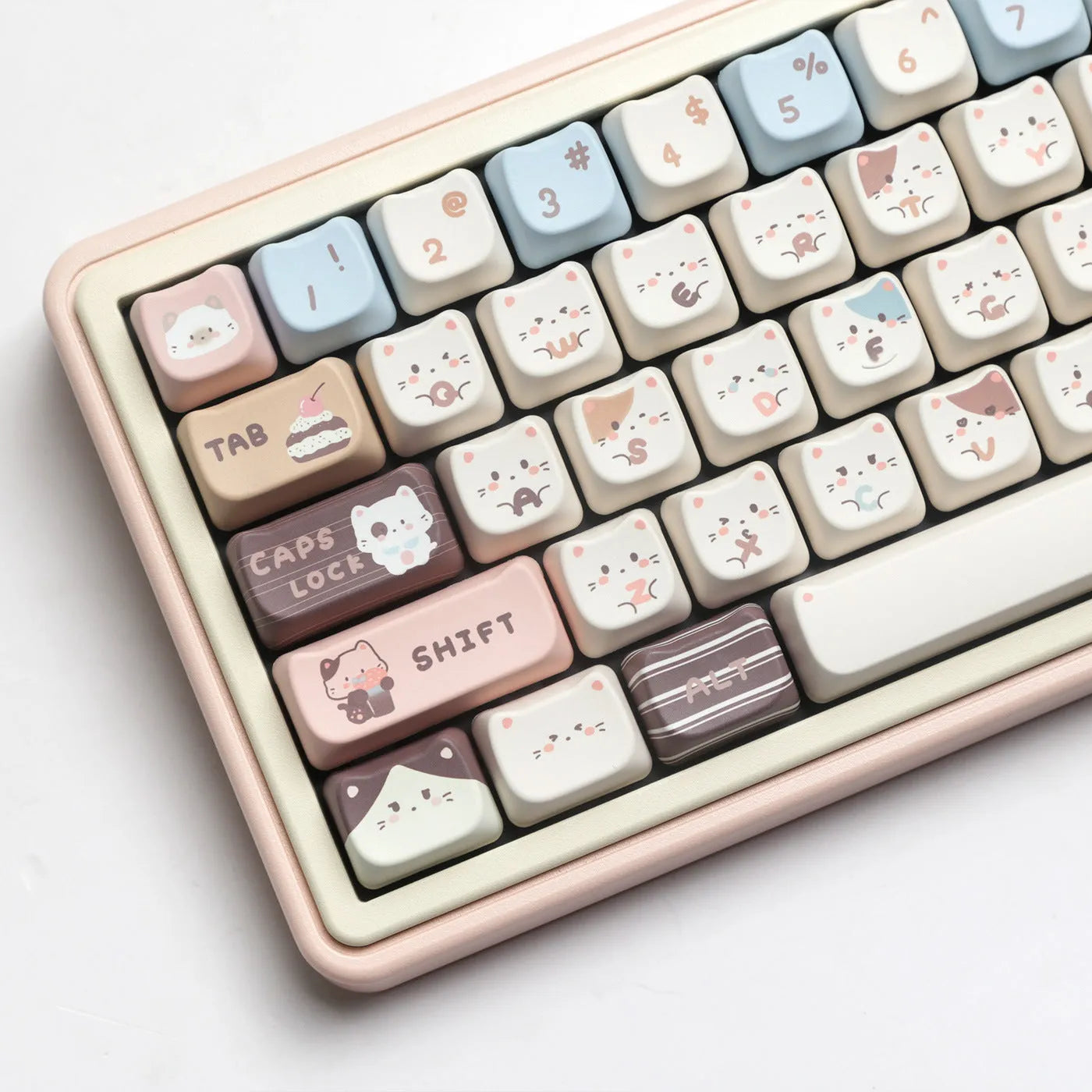 Sea salt cat themed PBT keycap set for mechanical keyboards with spacebar and supplement caps
