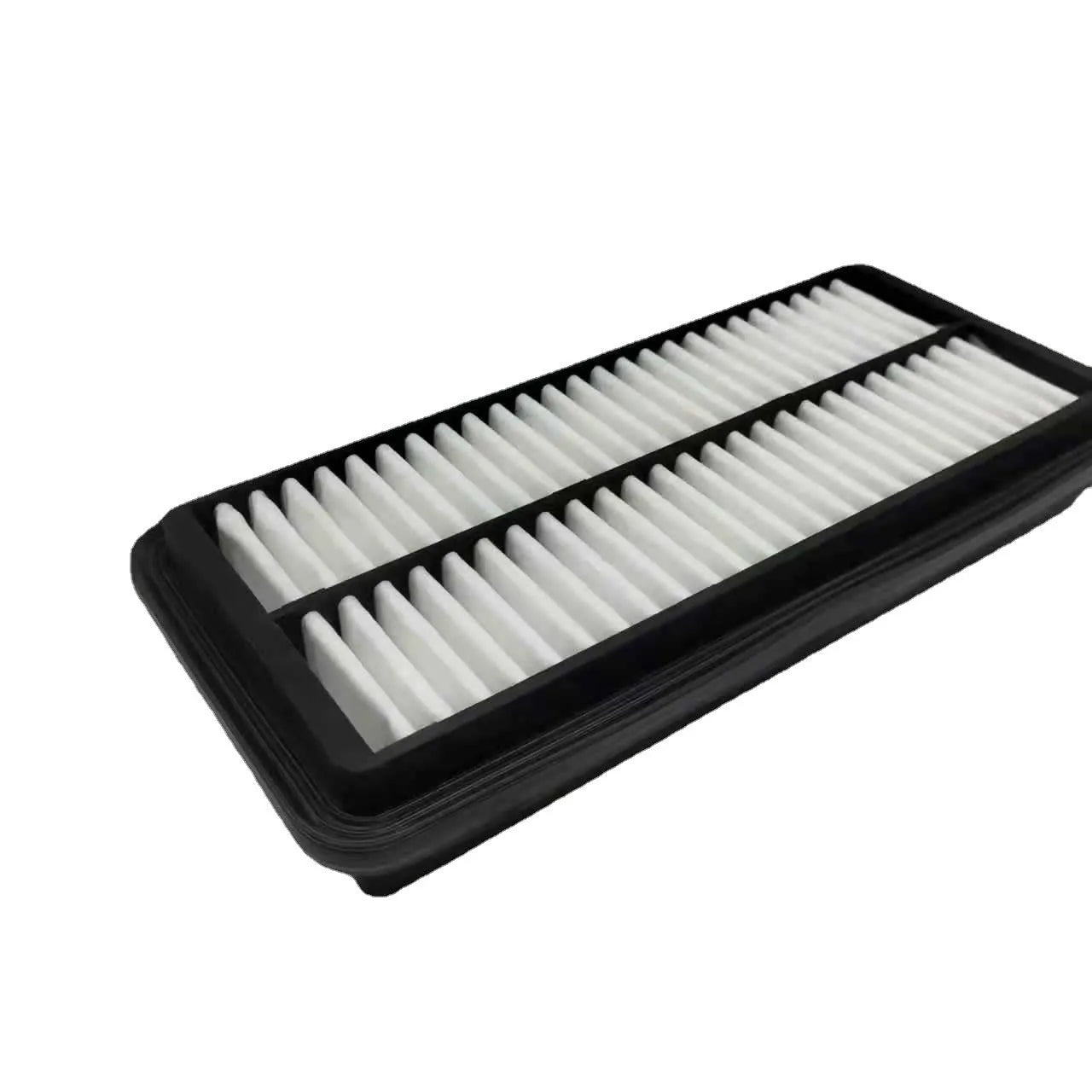 Black rectangular car air filter for Hyundai vehicles measuring 256mm by 113mm by 40mm