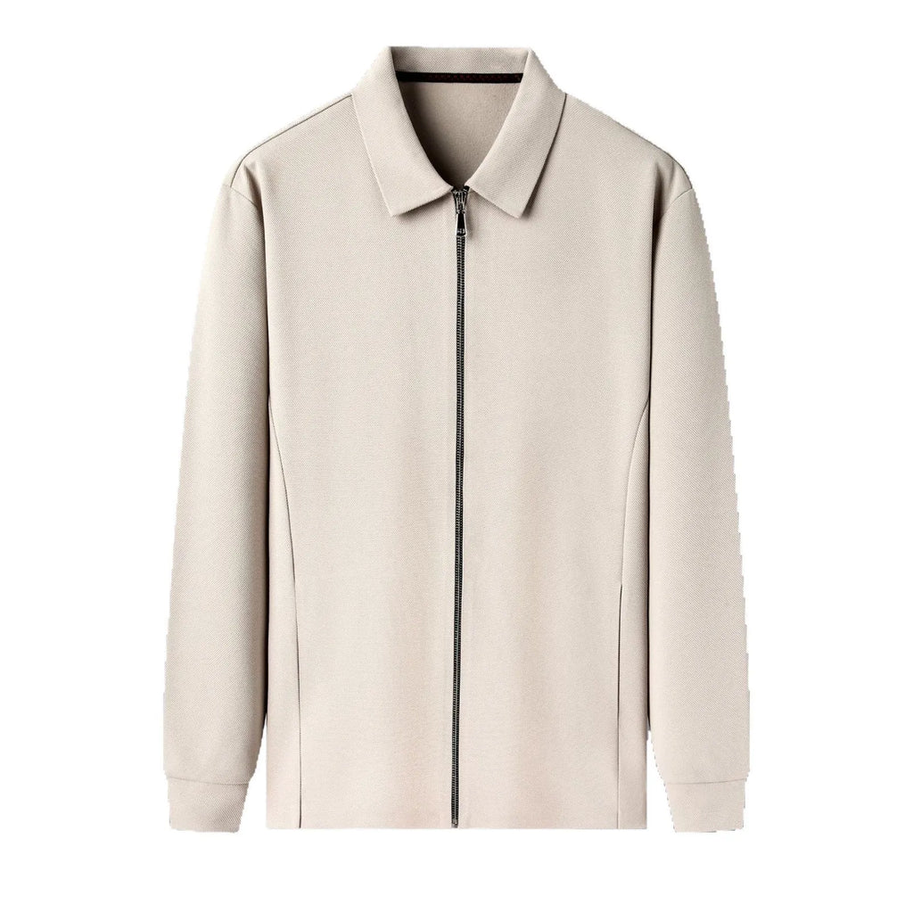 Men's polyester jacket in apricot colour with straight hem and regular long sleeves