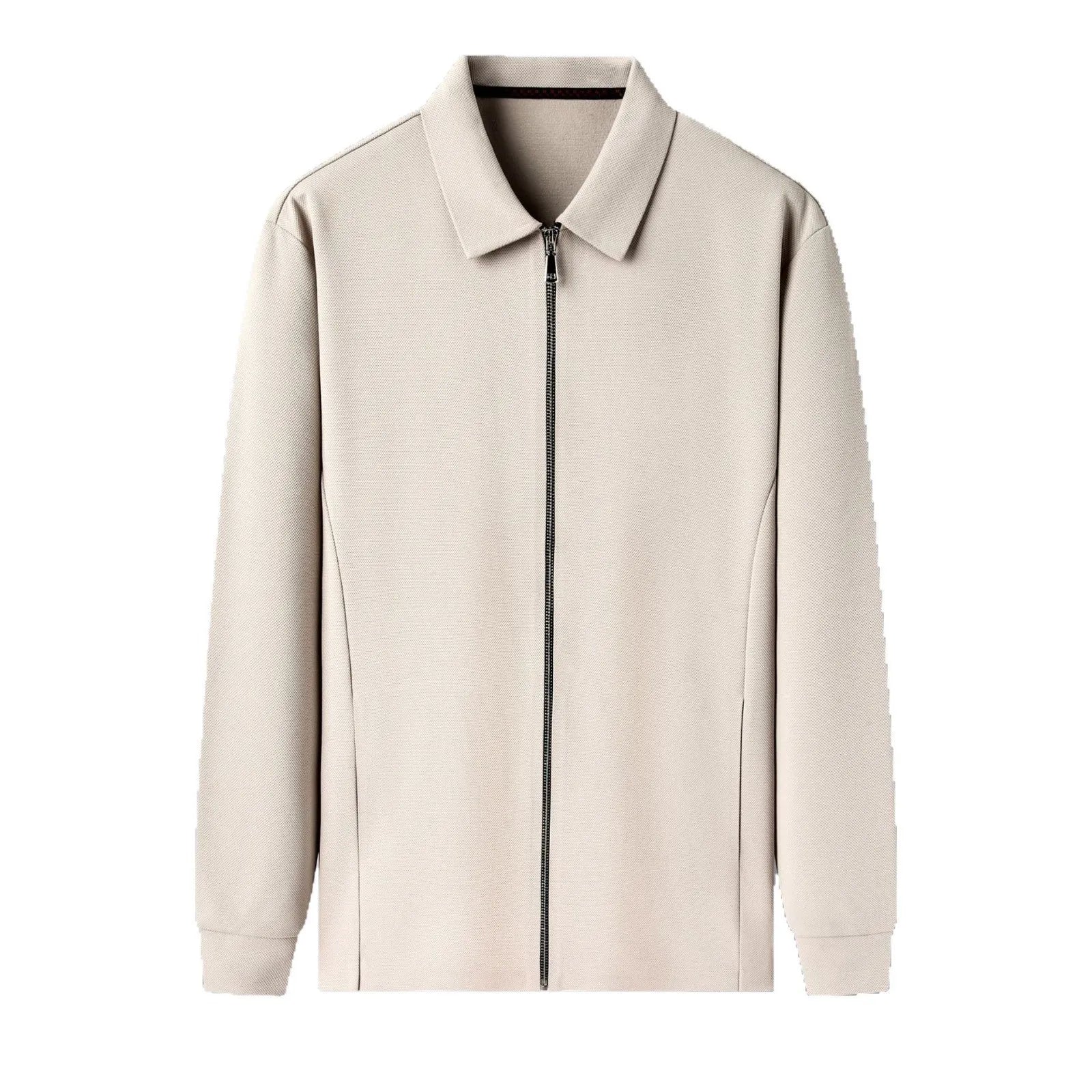 Men's polyester jacket in apricot colour with straight hem and regular long sleeves