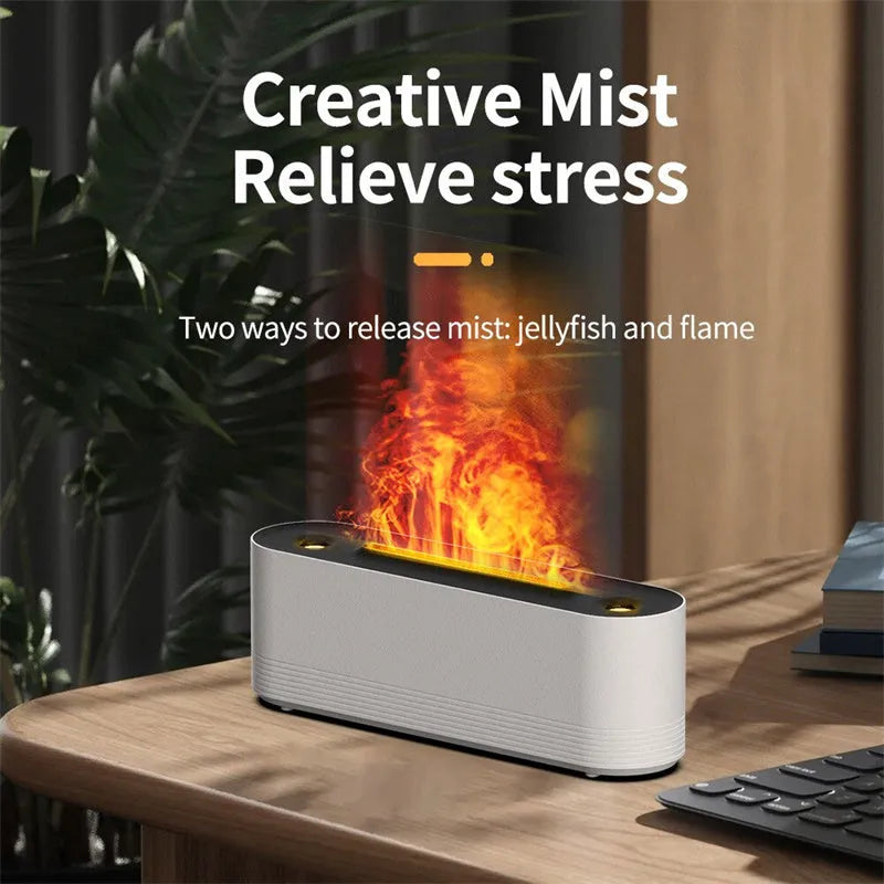 Black ultrasonic aroma diffuser with 7 colour flame LED display and cool mist emission