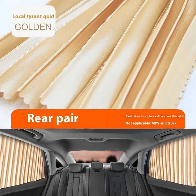 Car magnetic sunshade polyester four-piece set in silver colour for full car window coverage