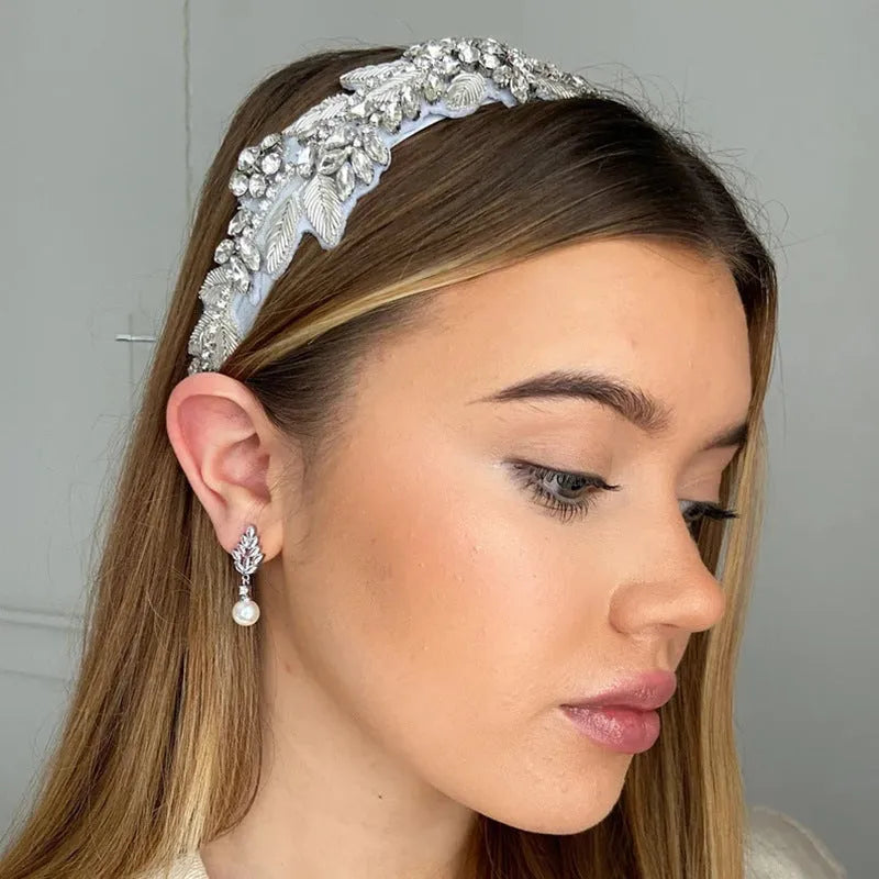 Geometric floral earrings with micro inlaid zircon in gold, platinum, or rose gold plated finish