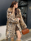 Women's artificial fur coat with fur collar in street fashion style showing mid-length and long options