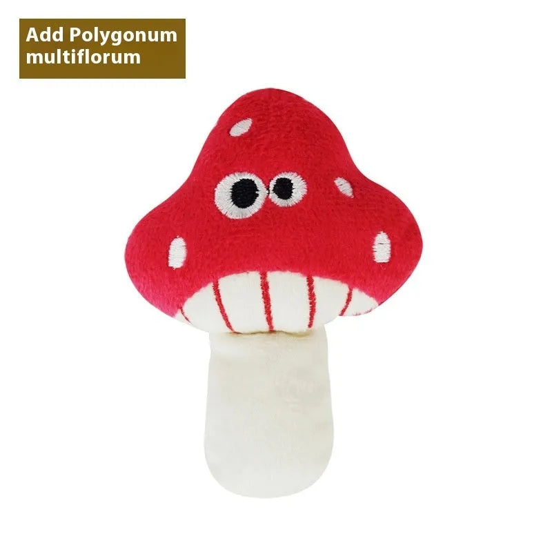 Colourful catnip-filled chew pillow shaped like a burrito, cone, cucumber, mushroom, pineapple, or pizza for cats.