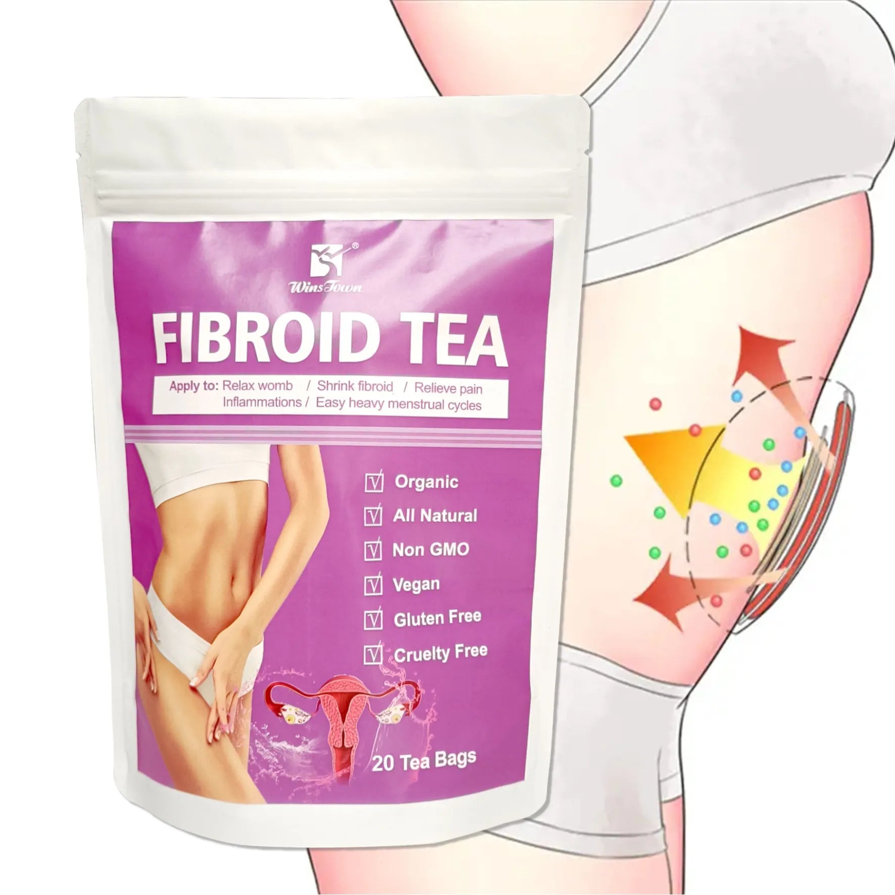 Pack of C83 Winstown Fibroid Tea herbal tea bags for uterine support