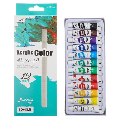 12-colour art pigment paint set with tubes for watercolour gouache acrylic oil glass and textile painting techniques