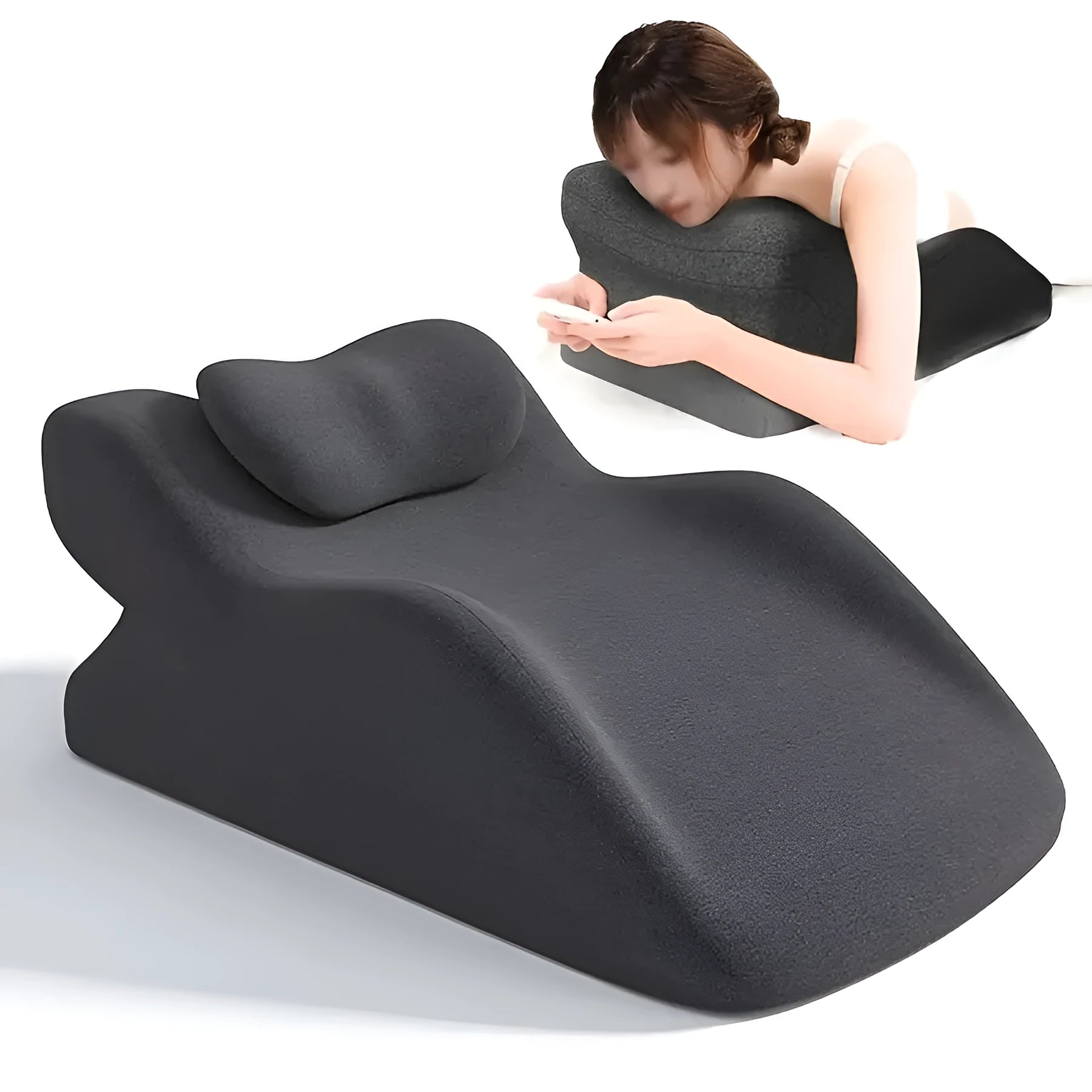 Prone position sleeping pillow for stomach sleepers in blue colour option