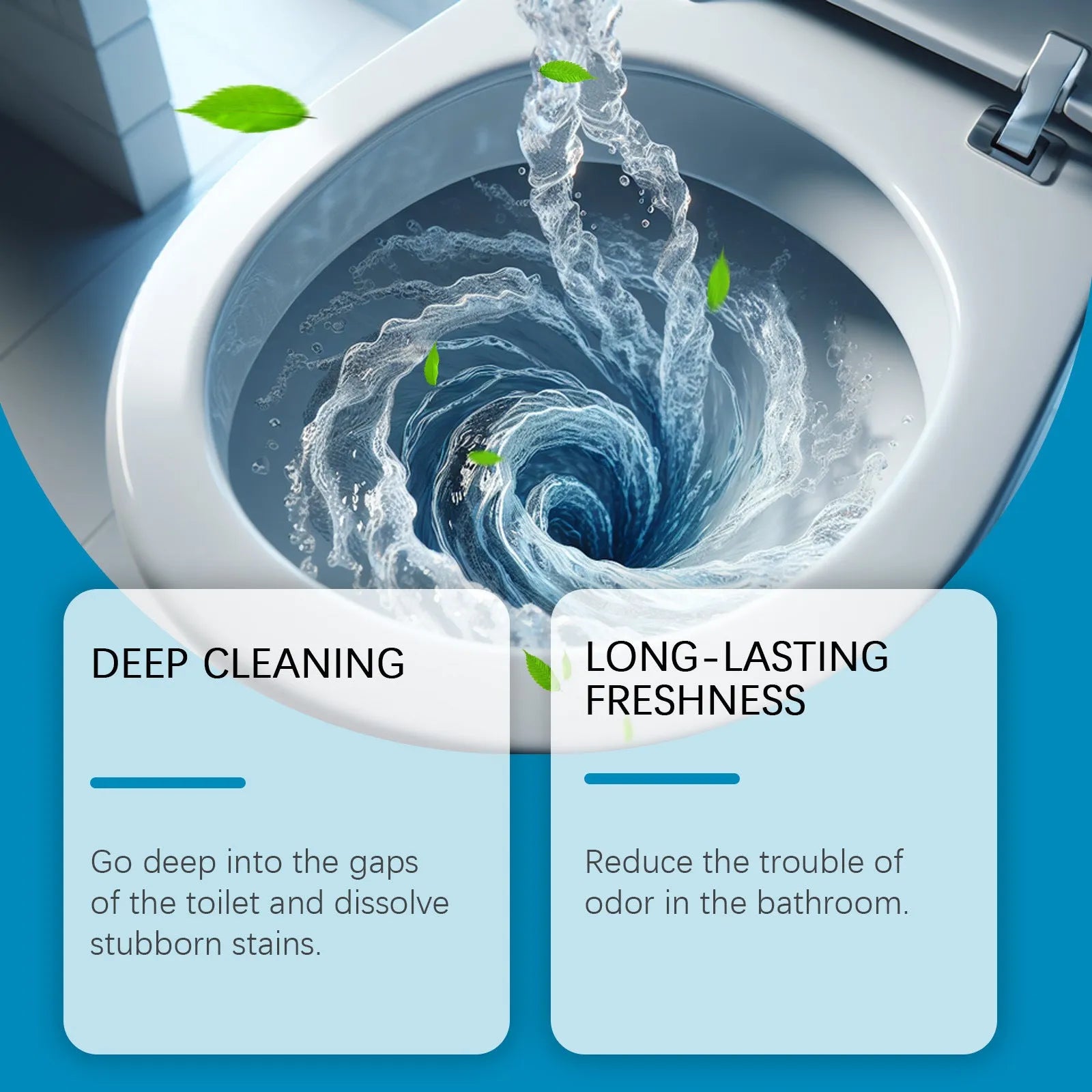 Toilet cleaning powder sachets for urine stain and odour removal with sodium bicarbonate
