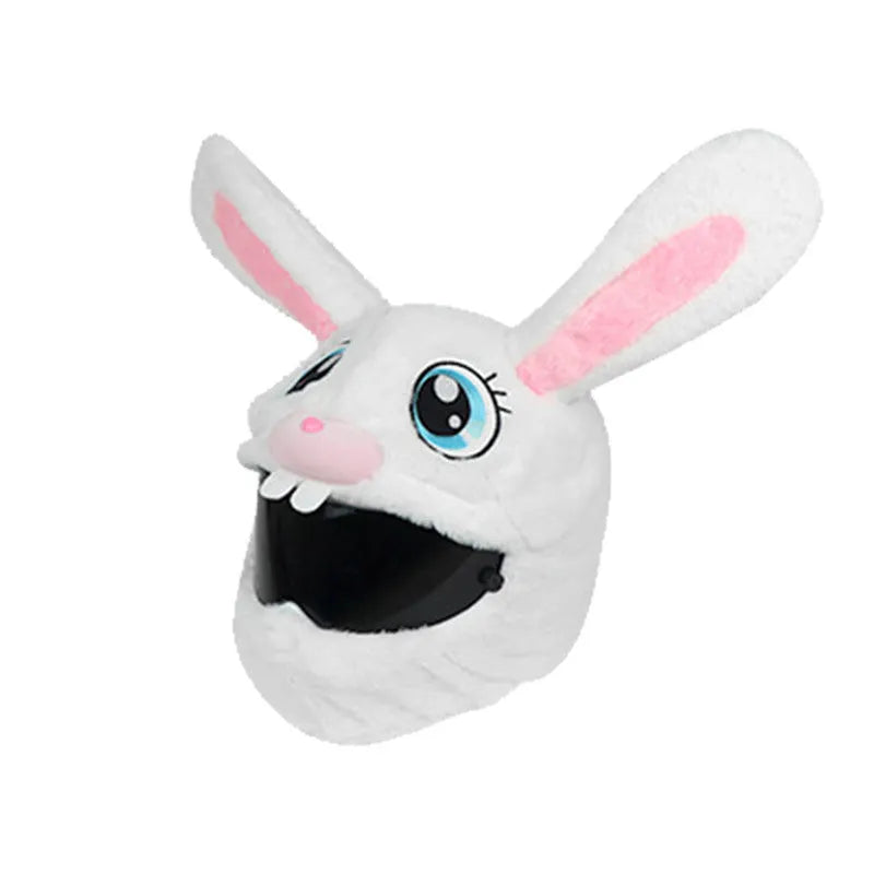 White rabbit helmet cover with long ears for electric motorcycle protection