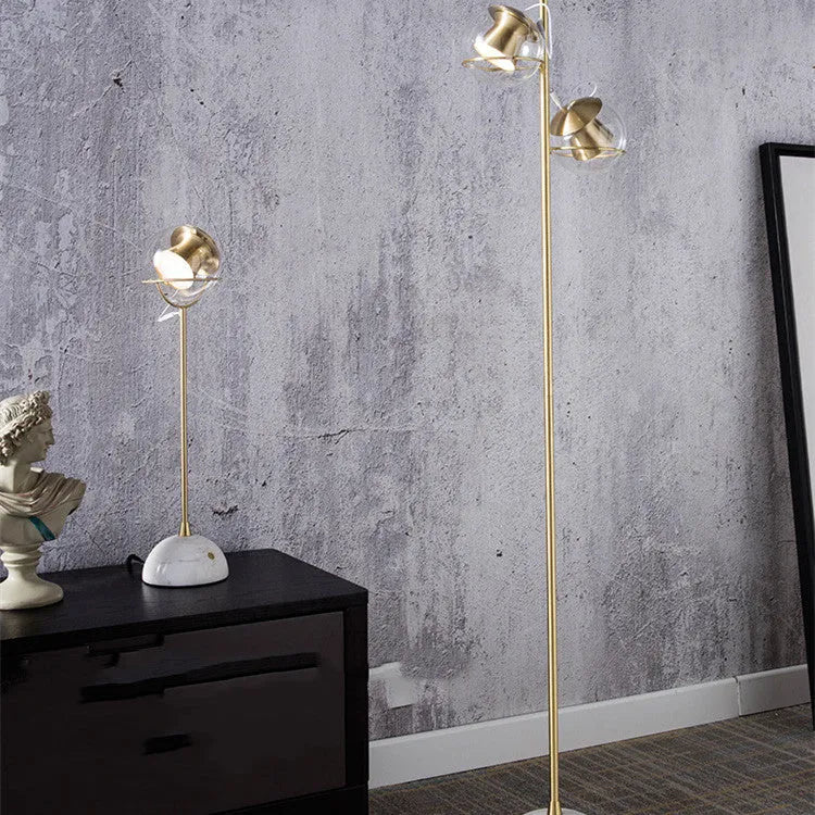Glass shade desk lamp with dimmable LED light and touch switch control