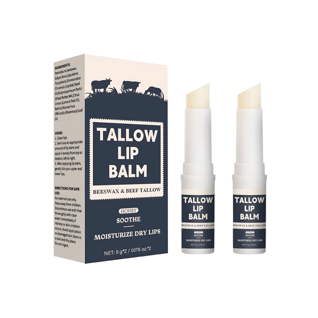 Light Grain Soft Full Lips Beef Fat Lip Balm 2-piece set showing two 5g tubes