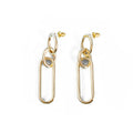 Sterling silver colour geometric hoop earrings with ring and line design for women
