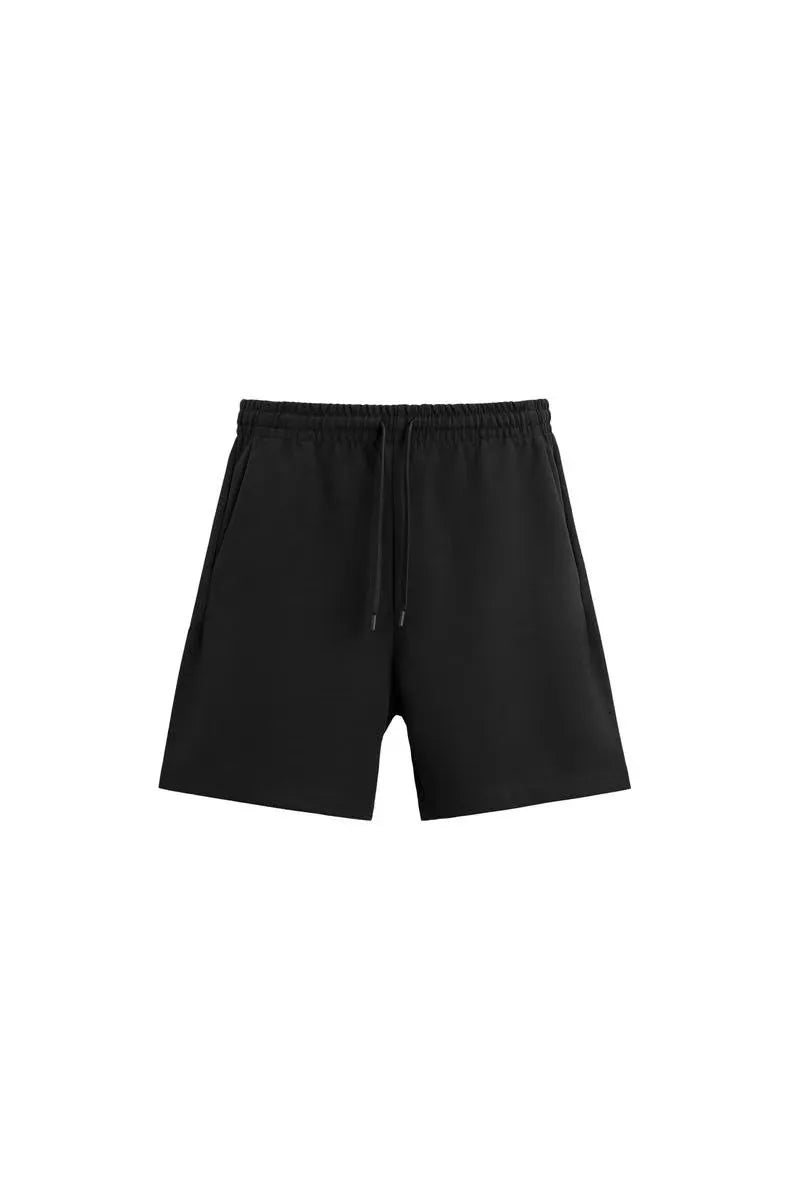 Loose-fitting short sleeve shirt and matching shorts lounge set in blue with double-sided texture