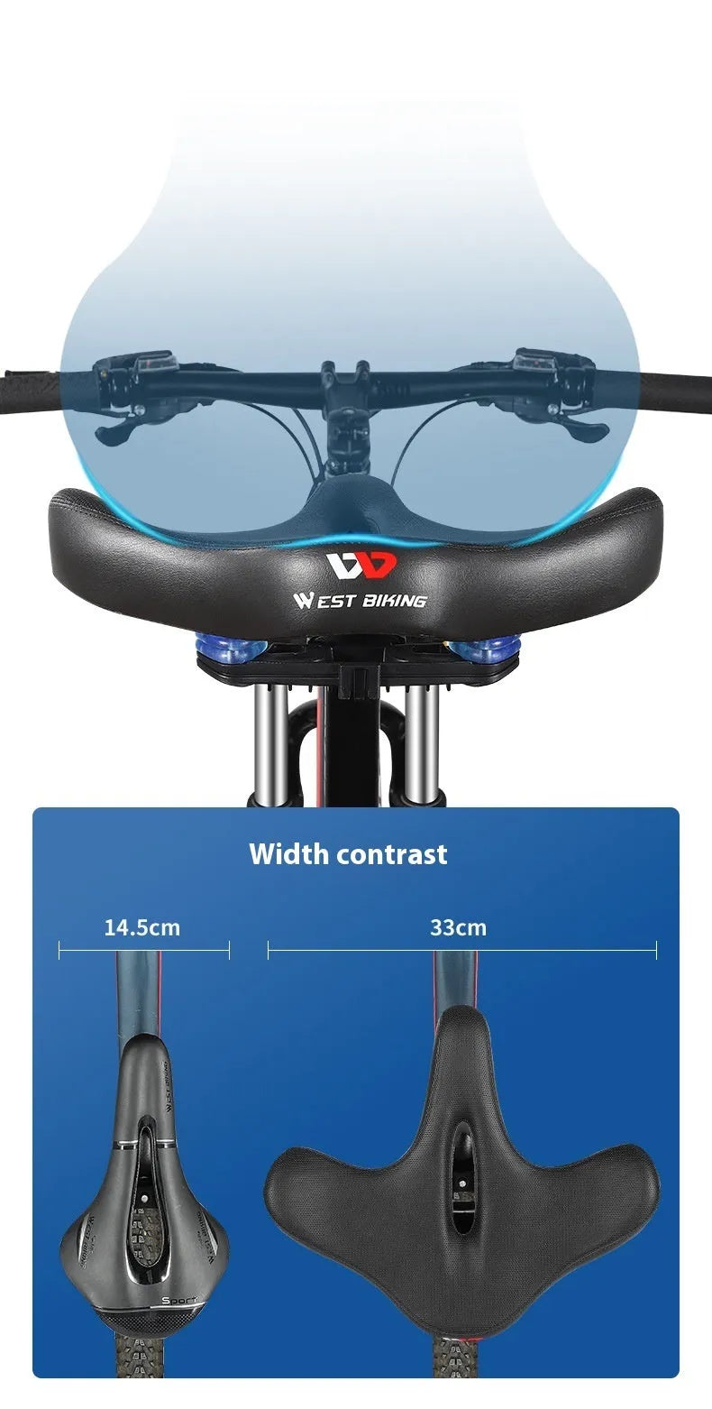 Black leather bicycle seat cushion with polyurethane foam padding for shock absorption