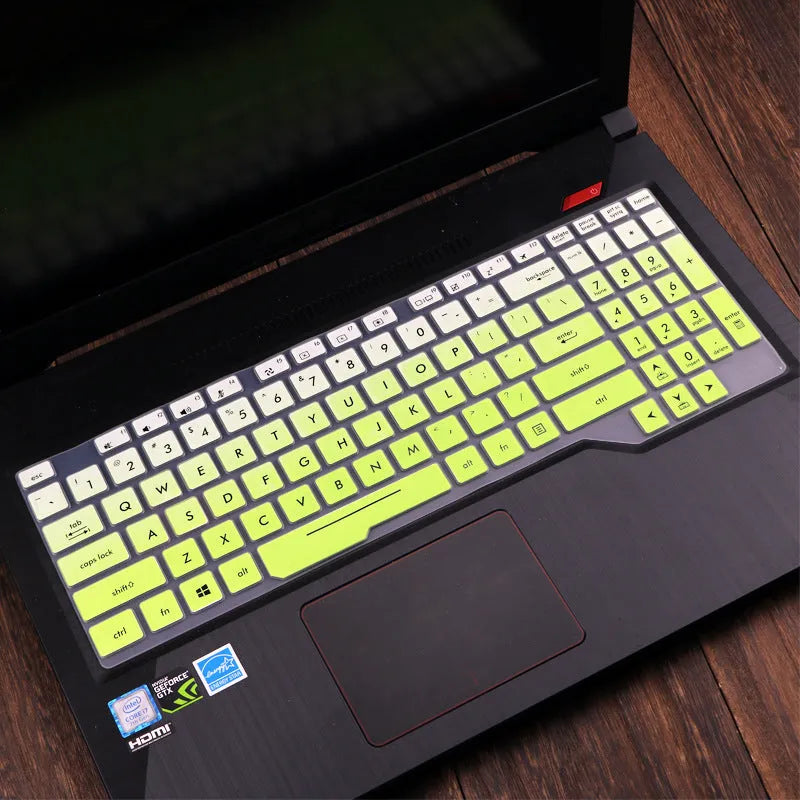 ASUS Flight laptop keyboard protective silicone cover in translucent mint colour showing anti-glare matte finish