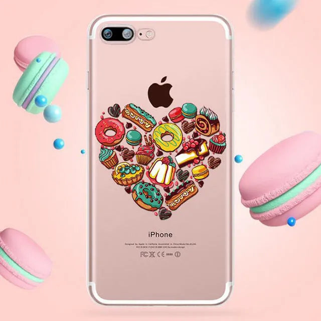 Custom transparent ice cream pattern silicone phone case for compatible iPhone models.
