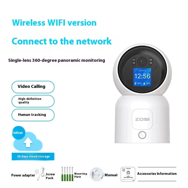 Zhou Shi wireless wifi indoor home security camera with plastic shell and screw bracket