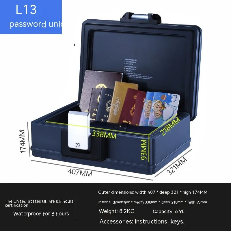 L12 Mechanical 6500G portable small password safe with combination lock and key