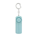 Pink personal safety alarm keychain with activation button showing dimensions.