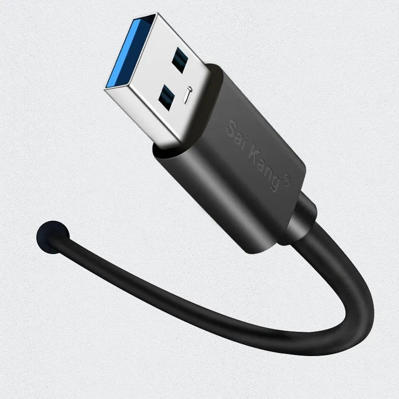 Black USB extension cable with male and female connectors showing shielded design for data transfer