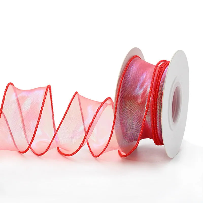 Fishtail yarn decorative ribbon in mesh material with colourful wave pattern, 4cm width