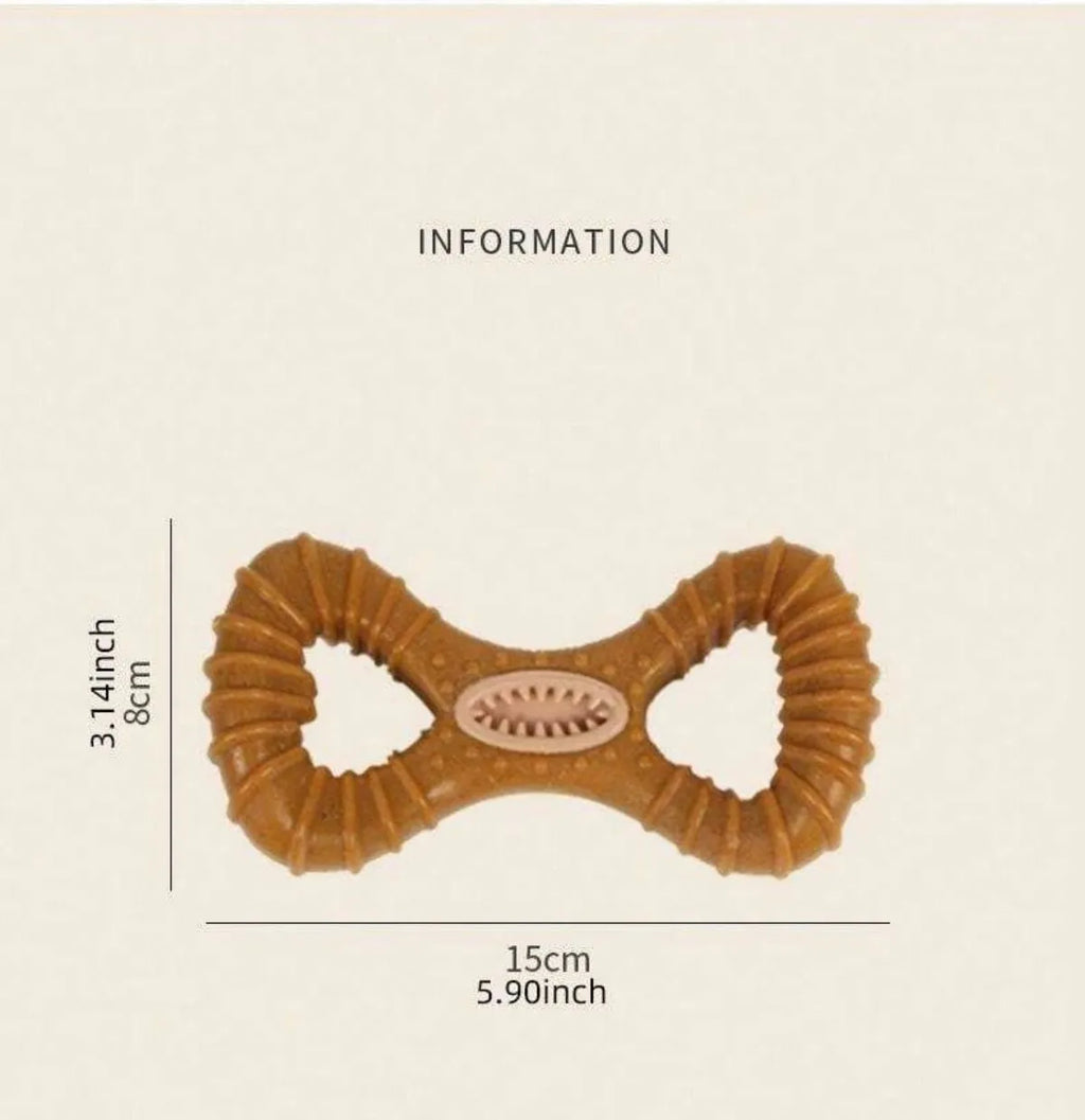 Durable bite-resistant dog chew bone toy in 8 shape and Y shape configurations for dental cleaning and interactive play