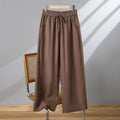 Women's straight-leg casual pants with elastic drawstring waist in four colour options