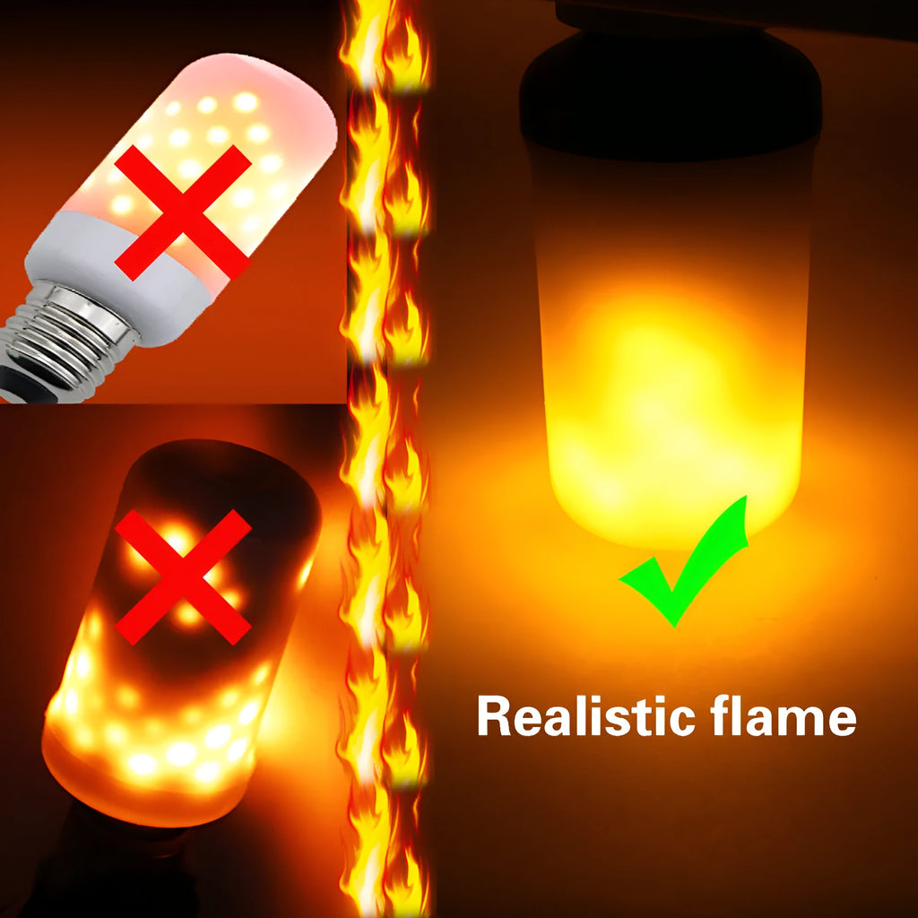 Atmosphere decorative flame effect LED lamp with flickering fire emulation light